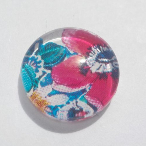 Cabochon de verre, fleurs, multicolore, 12 mm, multicolore,