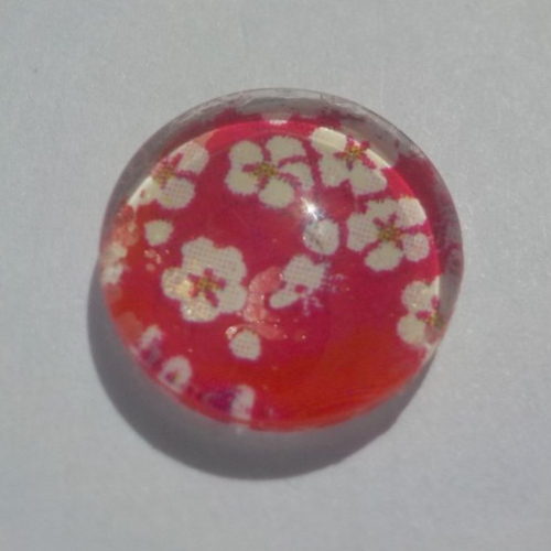 Cabochon de verre, fleurs, liberty, rose, 12 mm, multicolore,