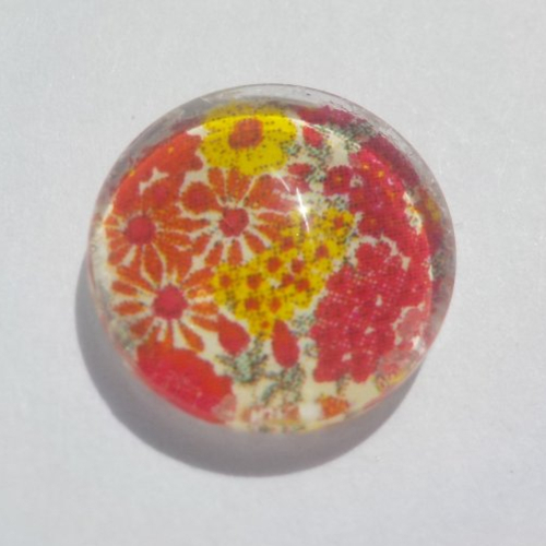 Cabochon de verre, fleurs liberty, 12 mm, multicolore,