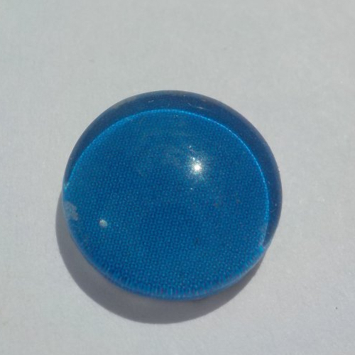 Cabochon de verre, uni, bleu, 12 mm.