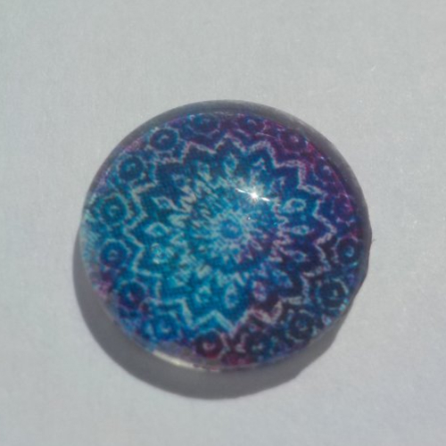 Cabochon de verre, violet, mauve, rose, 12 mm, mandala.