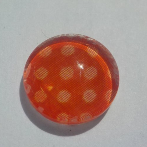 Cabochon de verre, petits pois, orange, 12 mm.