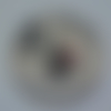 Cabochon avec son image de chat, gris, rouge, en verre, rond, 18 mm