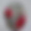 Cabochon, ovale, coquelicot, en verre 18 x 25 mm