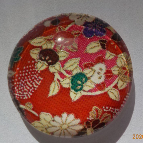 Cabochon de verre, imprimé de fleurs japonaises, 20 mm,