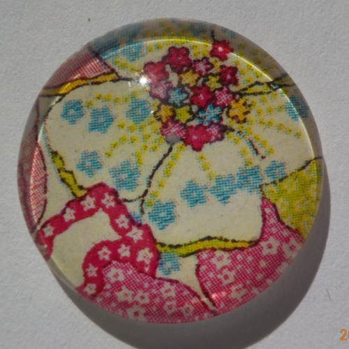 Cabochon de verre, imprimé de fleurs libertys, 20 mm,