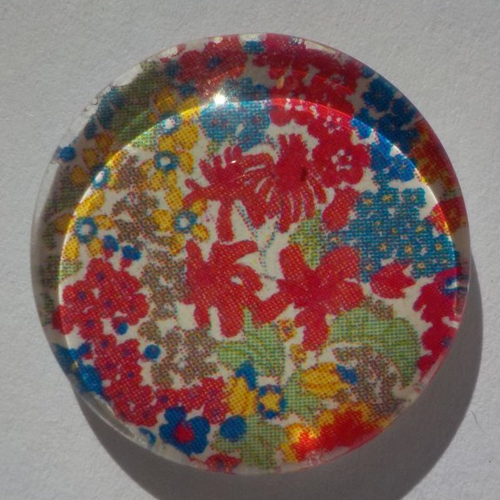 Cabochon de verre, imprimé de fleurs libertys, 20 mm,