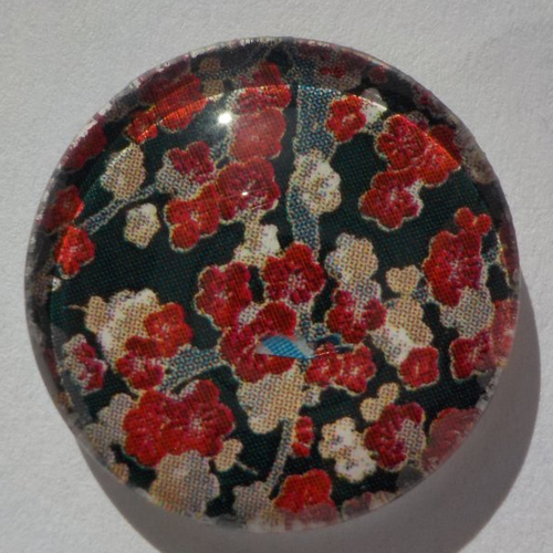 Cabochon de verre, imprimé de fleurs japonaises, 20 mm,