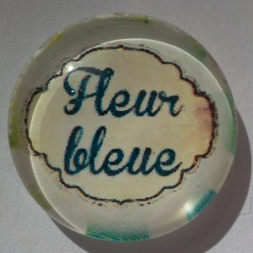 Cabochon de verre, fleurs bleue, 20 mm,