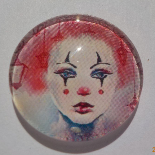 Cabochon de verre, clown, pierrot, 20 mm,