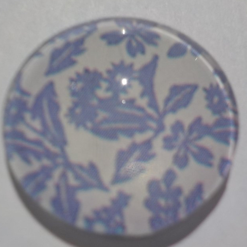 Cabochon de verre, fleurs, 20 mm, mauve, blanc,