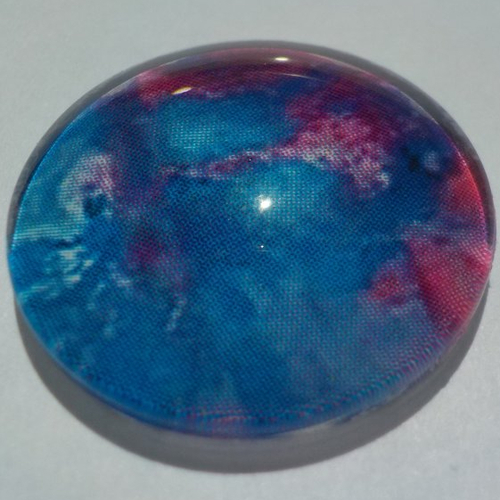 Cabochon de verre, image de peinture, 20 mm, multicolore, bleu