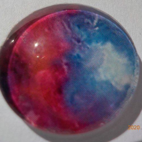 Cabochon de verre, image de peinture, rouge, bleu, 20 mm, multicolore,