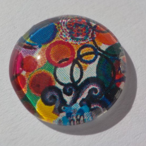 Cabochon de verre, image de peinture multicolore, 14 mm,