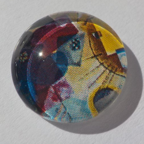 Cabochon de verre, image de peinture multicolore, 14 mm,