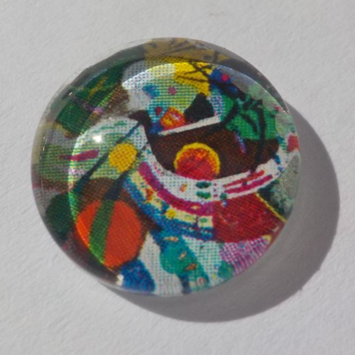 Cabochon de verre, image de peinture multicolore, 14 mm,