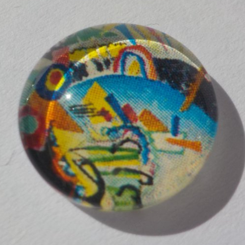 Cabochon de verre, image de peinture multicolore, 14 mm,