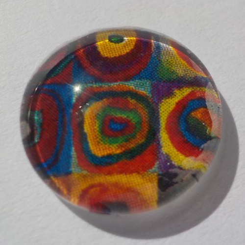 Cabochon de verre, image de peinture multicolore, 14 mm,