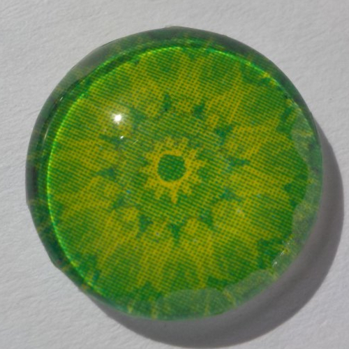 Cabochon de verre, image de mandala, vert,14 mm,