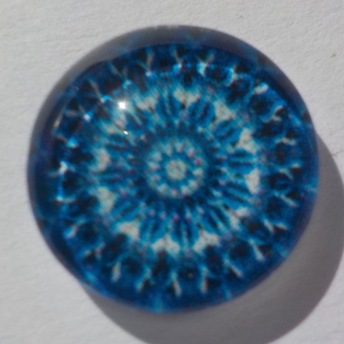 Cabochon de verre, image de mandala, vert,14 mm,