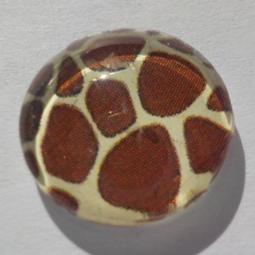 Cabochon de verre, image imprimé, marron,14 mm,