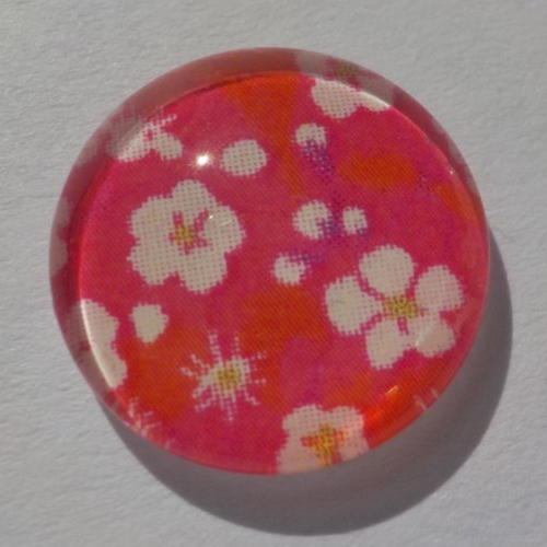 Cabochon de verre, image liberty, rose, blanche,14 mm,