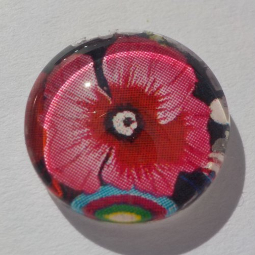 Cabochon de verre, image de fleurs,14 mm,