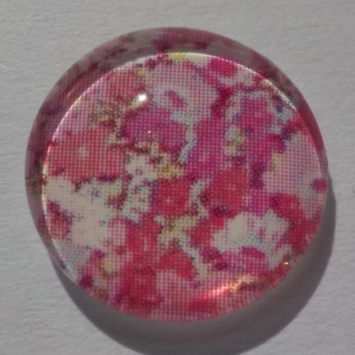 Cabochon de verre, image de fleurs,14 m, rose