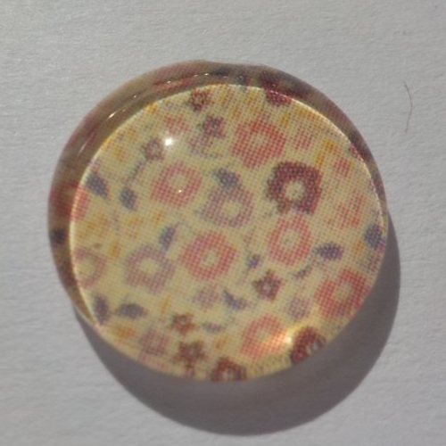 Cabochon de verre, image liberty,14 m, beige