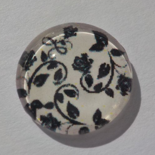 Cabochon de verre, image de fleurs jaunes, roses,14 m,
