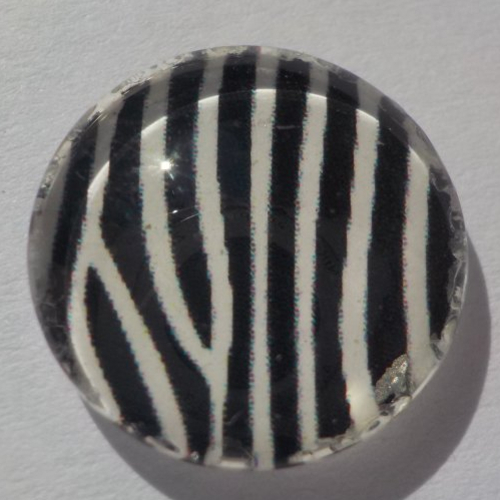 Cabochon de verre, image d'imprimé zèbre, noire, blanche,14 m,
