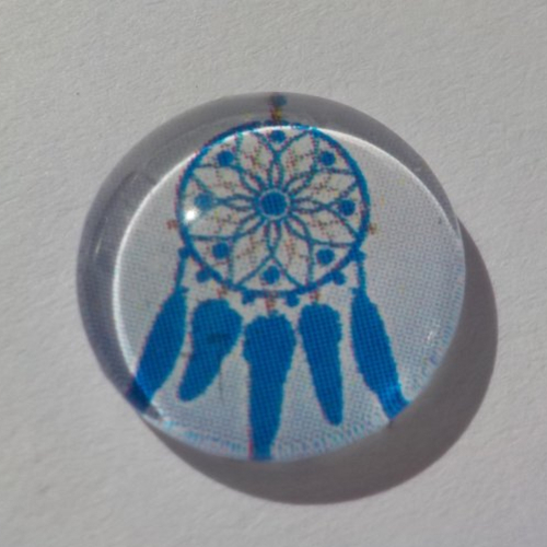 Cabochon de verre, image d'attrape rêve, bleu,14 m,