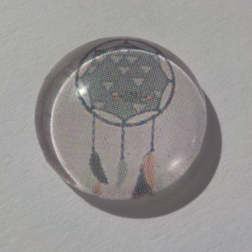 Cabochon de verre, image d'attrape rêve, gris, saumon,14 m,