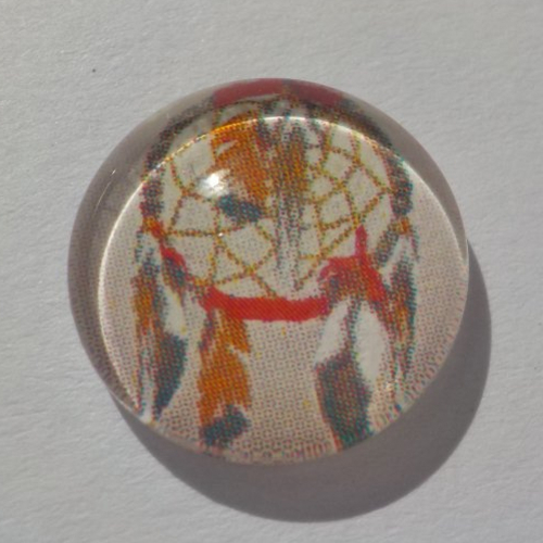 Cabochon de verre, image d'attrape rêve, marron, orange,14 m,