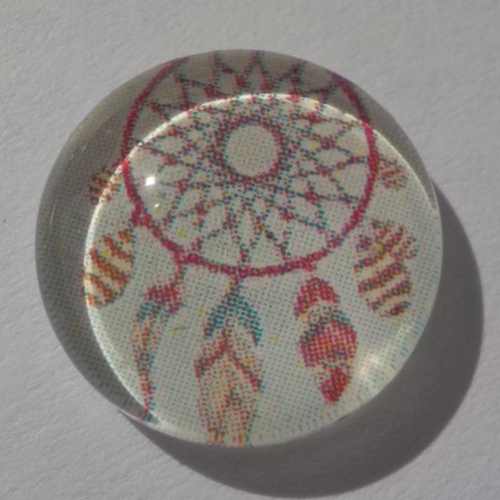 Cabochon de verre, image d'attrape rêve, multicolore, beige,14 m,