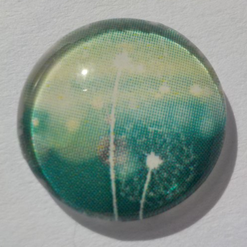 Cabochon de verre, image de pissenlit, bleu, verte blanche,14 m,