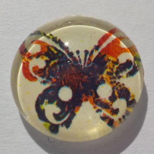 Cabochon de verre, image, papillons,14 m, rond,