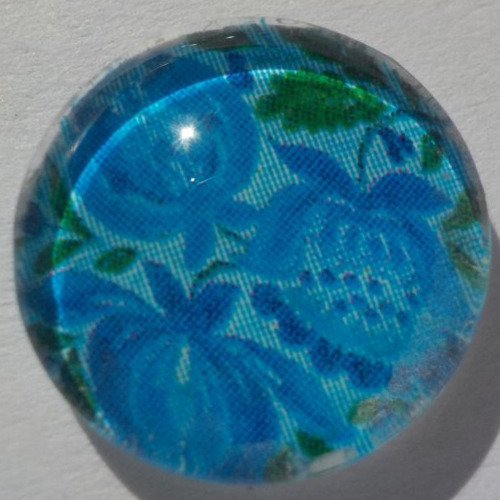 Cabochon de verre, image de fleur, liberty, vert, bleu eau,14 m,