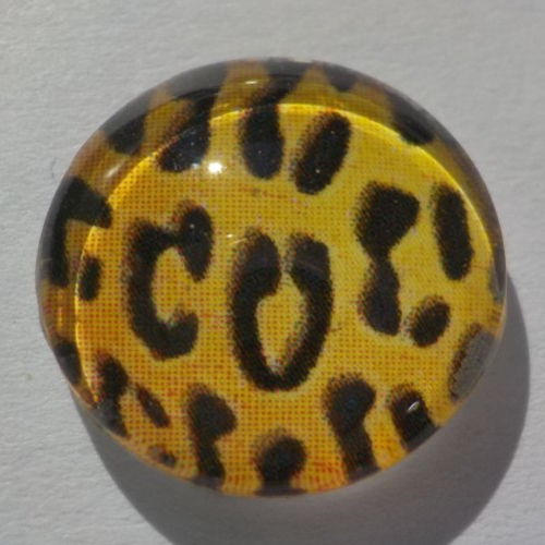 Cabochon de verre, image léopard,14 m,