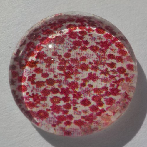 Cabochon de verre, image fleurs,14 m, rose, rouge
