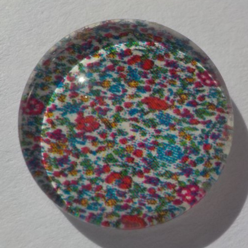 Cabochon de verre, image fleurs multicolores,14 m,