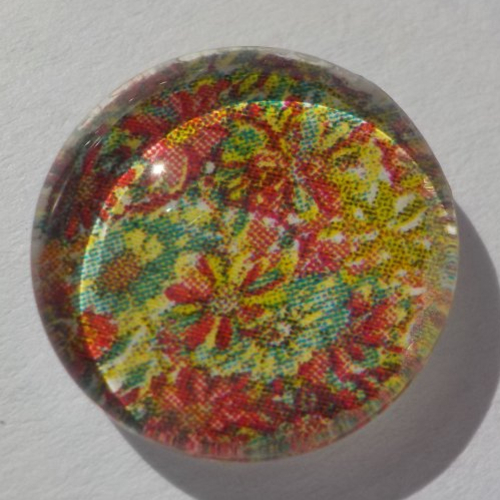 Cabochon de verre, image fleurs multicolores,14 m,