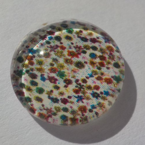 Cabochon de verre, image fleurs, multicolore,14 mm,