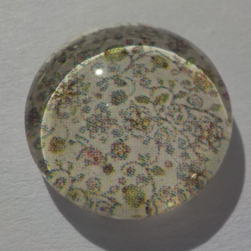 Cabochon de verre liberty, image fleurs,14 mm,