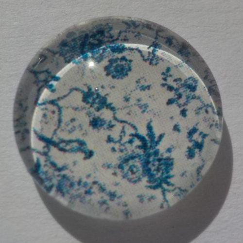 Cabochon de verre liberty, image fleurs, multicolore,14 mm,