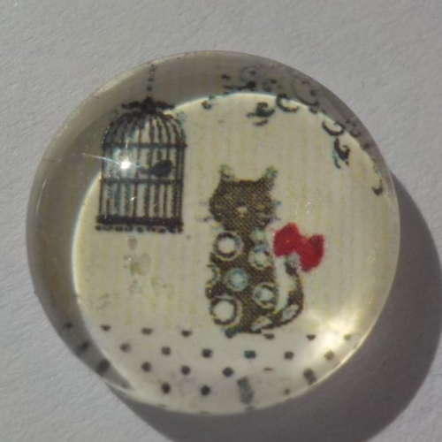 Cabochon de verre liberty, image de chat, multicolore,14 mm,