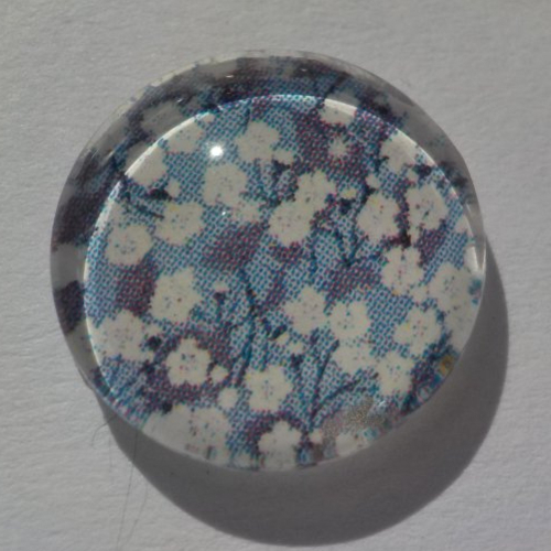 Cabochon de verre liberty, image liberty, blanc, gris,14 mm,