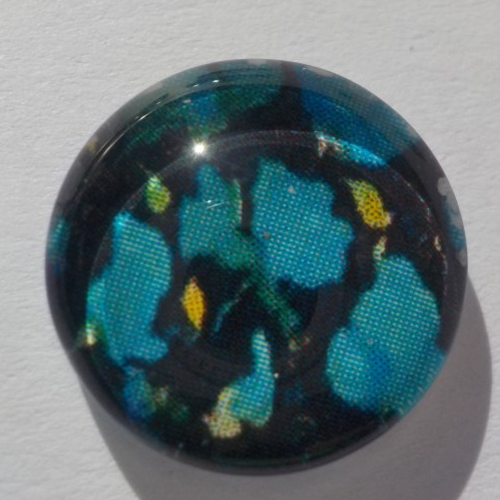 Cabochon de verre, image liberty, bleu, turquoise,14 m,