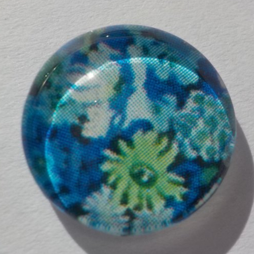 Cabochon de verre, image liberty, bleu, turquoise,14 m,