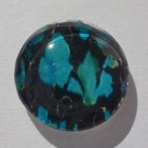 Cabochon de verre, image liberty, bleu, turquoise,14 m,